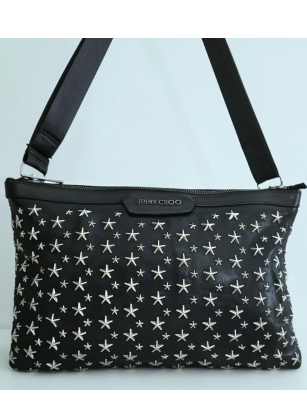 Authentic JIMMY CHOO Sky Star Studded Black Clutch Wallet WOC Crossbody Shoulder - Picture 3 of 16
